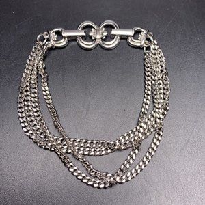 Sarah Coventry Grecian Bracelet Silver Tone Multi Chain Layered Vintage Signed